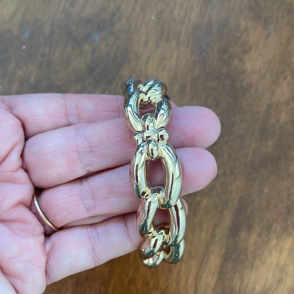 🎃 Alexis Bittar Metallic Gray Lucite Gold-Tone Chain Link Bangle Bracelet - Picture 4 of 12